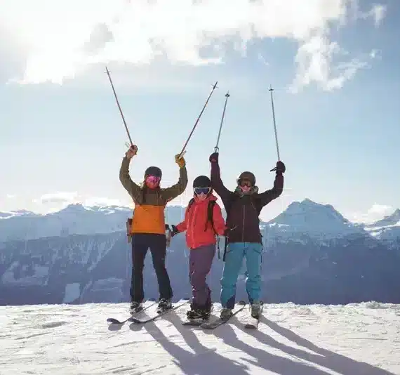 Ski Group standing and celebrating